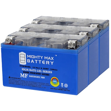 YT7B-BS GEL 12V 6.5AH Replacement Battery Compatible With Yamaha YP Majesty - 250 00-06 - 3PK